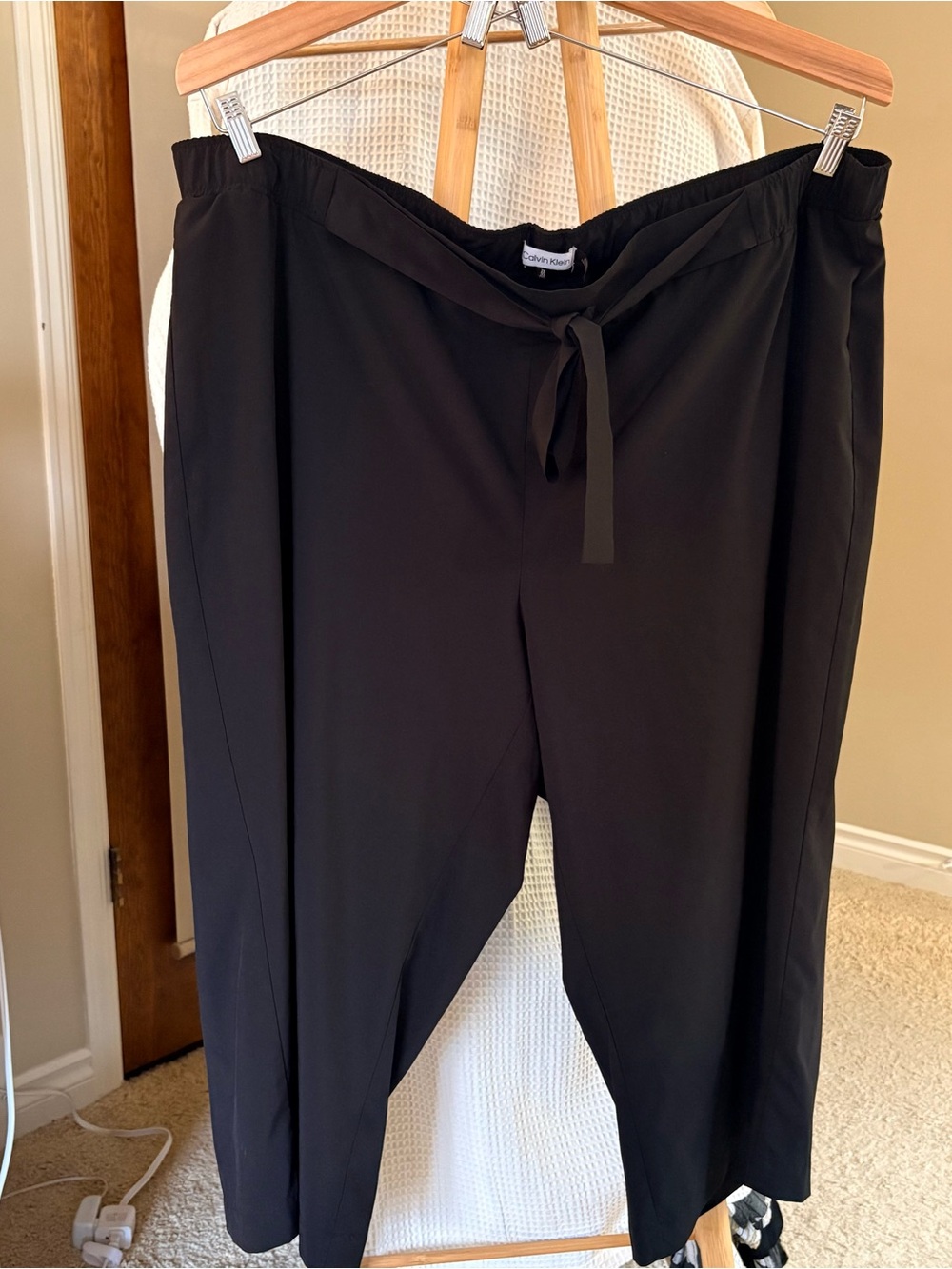 Calvin Klein Black Wide-Leg Pull-On Cropped Pants Roomy 2X